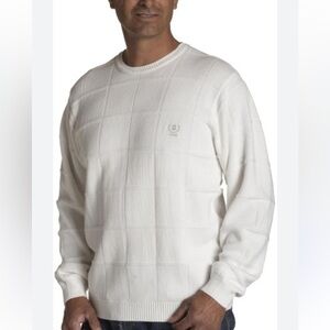 Izod Window Pane Crewneck Cream Sweater Size L